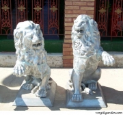 Lion Statue Pair Each Paw Up